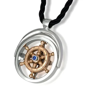 For Men | Pendants*Alex Soldier Gold Navigator Pendant Necklace with Sapphire