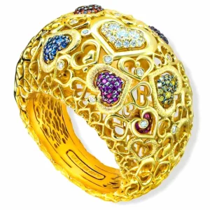 Diamond Jewelry | Sapphire Jewelry*Alex Soldier Gold Open Heart Ring with Gemstones