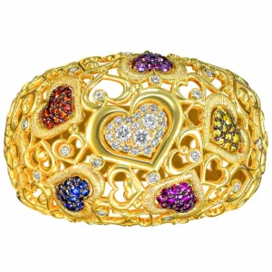 Diamond Jewelry | Sapphire Jewelry*Alex Soldier Gold Open Heart Ring with Gemstones