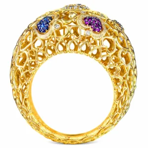 Diamond Jewelry | Sapphire Jewelry*Alex Soldier Gold Open Heart Ring with Gemstones