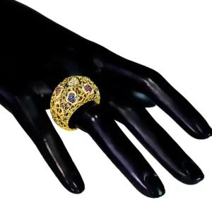 Diamond Jewelry | Sapphire Jewelry*Alex Soldier Gold Open Heart Ring with Gemstones