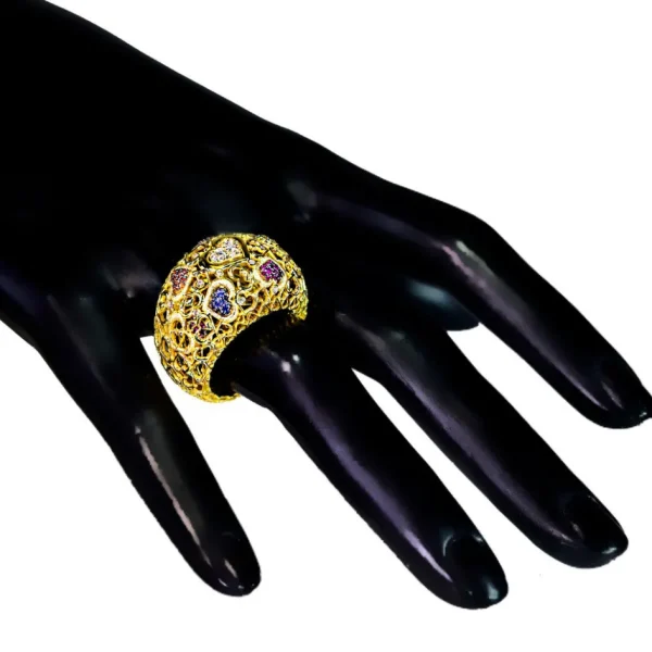 Diamond Jewelry | Sapphire Jewelry*Alex Soldier Gold Open Heart Ring with Gemstones