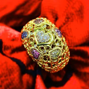 Diamond Jewelry | Sapphire Jewelry*Alex Soldier Gold Open Heart Ring with Gemstones