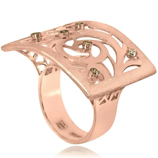 Designer Rings | Gold Rings*Alex Soldier Gold Ornament Contrast Texture Ring with Diamonds