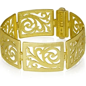 Link Bracelets*Alex Soldier Gold Ornament Contrast Texture Link Bracelet