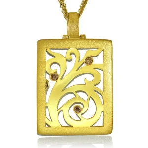 Pendants*Alex Soldier Gold Ornament Contrast Texture Pendant with Diamonds