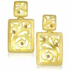 Diamond Jewelry | Drop Dangle Earrings*Alex Soldier Gold Ornament Contrast Texture Drop Earrings & Diamonds