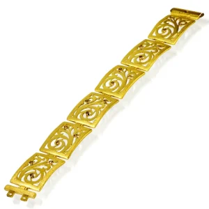 Diamond Jewelry | Link Bracelets*Alex Soldier Gold Ornament Contrast Texture Link Bracelet & Diamonds