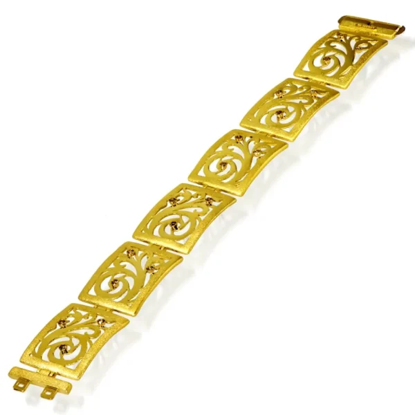 Diamond Jewelry | Link Bracelets*Alex Soldier Gold Ornament Contrast Texture Link Bracelet & Diamonds