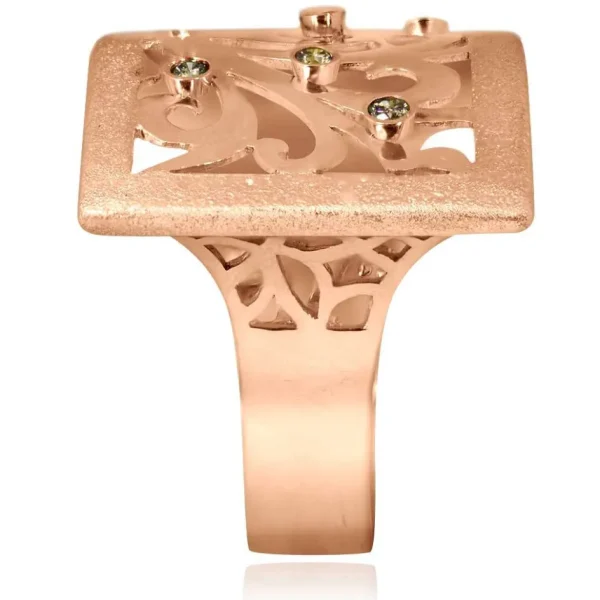 Designer Rings | Gold Rings*Alex Soldier Gold Ornament Contrast Texture Ring with Diamonds
