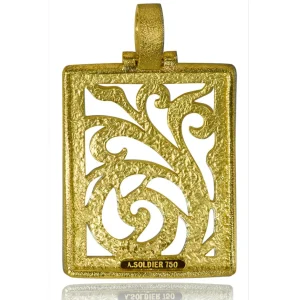 Pendants*Alex Soldier Gold Ornament Contrast Texture Pendant with Diamonds