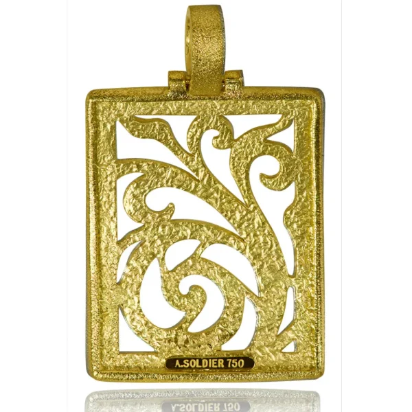 Pendants*Alex Soldier Gold Ornament Contrast Texture Pendant with Diamonds