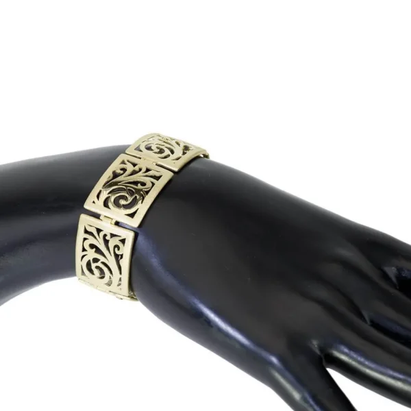 Link Bracelets*Alex Soldier Gold Ornament Contrast Texture Link Bracelet