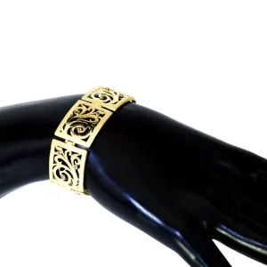 Diamond Jewelry | Link Bracelets*Alex Soldier Gold Ornament Contrast Texture Link Bracelet & Diamonds