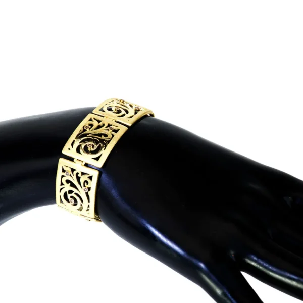 Diamond Jewelry | Link Bracelets*Alex Soldier Gold Ornament Contrast Texture Link Bracelet & Diamonds