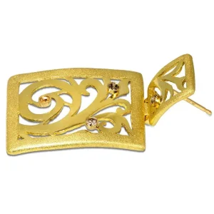 Diamond Jewelry | Drop Dangle Earrings*Alex Soldier Gold Ornament Contrast Texture Drop Earrings & Diamonds