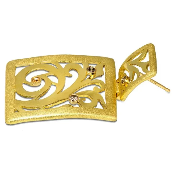 Diamond Jewelry | Drop Dangle Earrings*Alex Soldier Gold Ornament Contrast Texture Drop Earrings & Diamonds