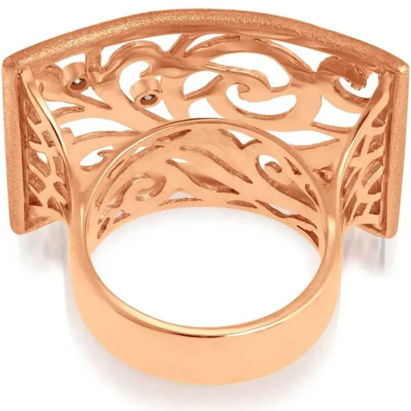 Designer Rings | Gold Rings*Alex Soldier Gold Ornament Contrast Texture Ring with Diamonds
