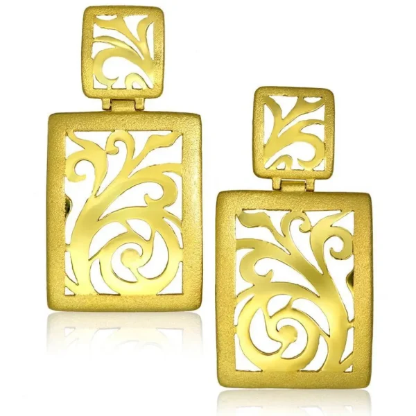 Drop Dangle Earrings*Alex Soldier Gold Ornament Contrast Texture Drop Earrings