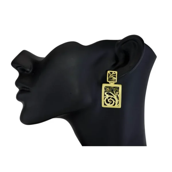 Diamond Jewelry | Drop Dangle Earrings*Alex Soldier Gold Ornament Contrast Texture Drop Earrings & Diamonds