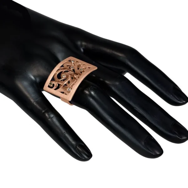 Designer Rings | Gold Rings*Alex Soldier Gold Ornament Contrast Texture Ring with Diamonds