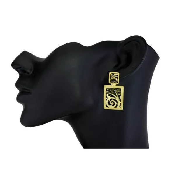 Drop Dangle Earrings*Alex Soldier Gold Ornament Contrast Texture Drop Earrings