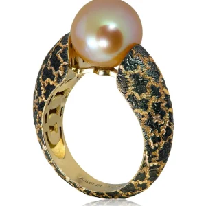 Designer Rings | Pearl Rings*Alex Soldier Gold Ring with Freshwater Peach Pearl