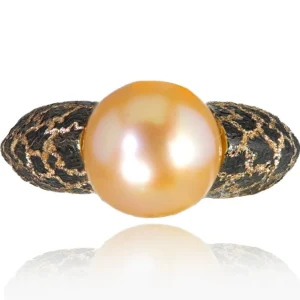 Designer Rings | Pearl Rings*Alex Soldier Gold Ring with Freshwater Peach Pearl