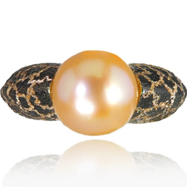 Designer Rings | Pearl Rings*Alex Soldier Gold Ring with Freshwater Peach Pearl