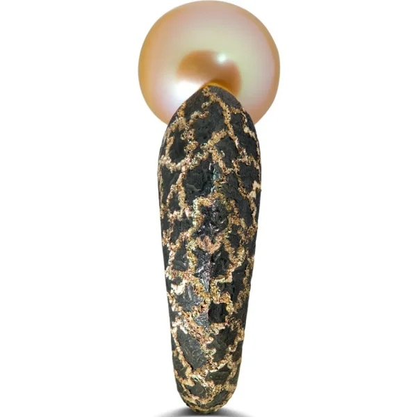 Designer Rings | Pearl Rings*Alex Soldier Gold Ring with Freshwater Peach Pearl