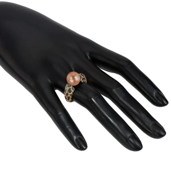 Designer Rings | Pearl Rings*Alex Soldier Gold Ring with Freshwater Peach Pearl