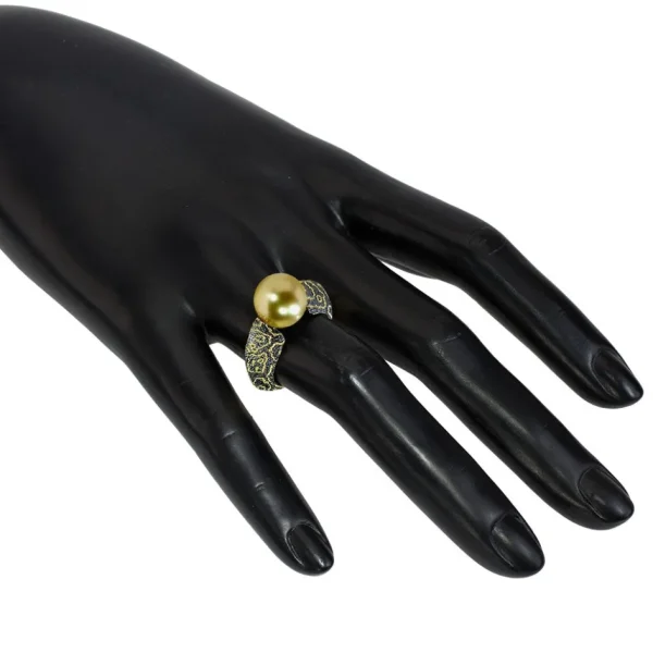 Designer Rings | Gold Rings*Alex Soldier Gold Ring with South Sea Golden Pearl
