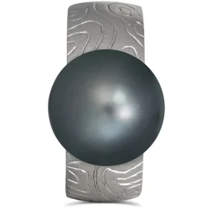 Designer Rings | Pearl Rings*Alex Soldier Gold Ring with Tahitian Grey Pearl and Diamonds