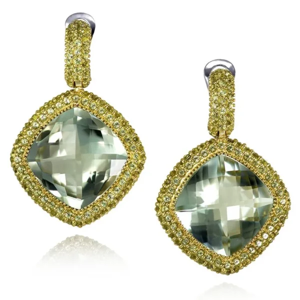 Amethyst Jewelry | Drop Dangle Earrings*Alex Soldier Gold Royal Drop Earrings with Green Amethyst & Peridot