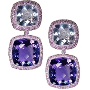 Amethyst Jewelry | Drop Dangle Earrings*Alex Soldier Gold Royal Drop Earrings with Amethyst & Garnets