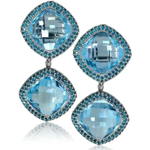 Drop Dangle Earrings*Alex Soldier Gold Royal Drop Earrings with Blue & Paraiba Topaz