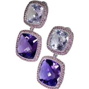 Amethyst Jewelry | Drop Dangle Earrings*Alex Soldier Gold Royal Drop Earrings with Amethyst & Garnets