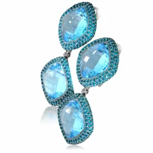 Drop Dangle Earrings*Alex Soldier Gold Royal Drop Earrings with Blue & Paraiba Topaz