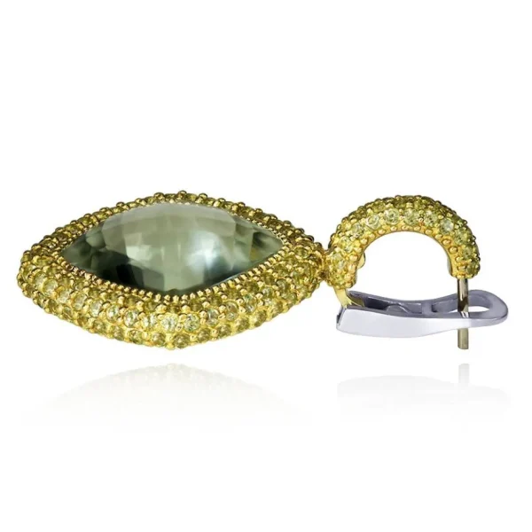 Amethyst Jewelry | Drop Dangle Earrings*Alex Soldier Gold Royal Drop Earrings with Green Amethyst & Peridot
