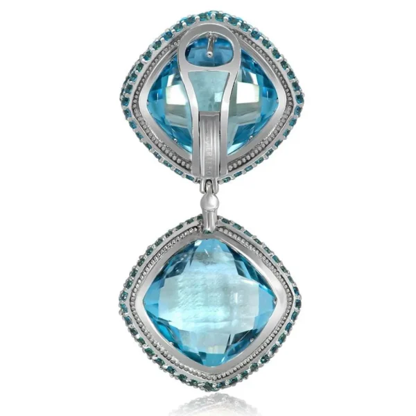 Drop Dangle Earrings*Alex Soldier Gold Royal Drop Earrings with Blue & Paraiba Topaz