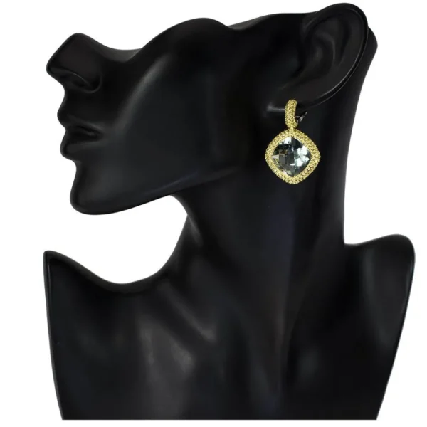 Amethyst Jewelry | Drop Dangle Earrings*Alex Soldier Gold Royal Drop Earrings with Green Amethyst & Peridot