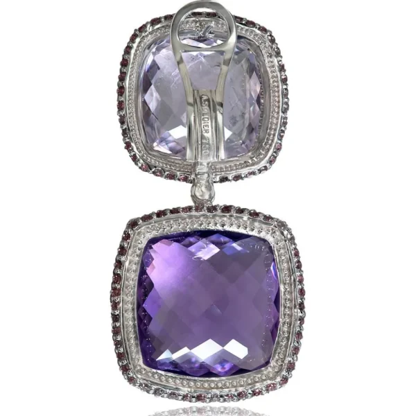 Amethyst Jewelry | Drop Dangle Earrings*Alex Soldier Gold Royal Drop Earrings with Amethyst & Garnets