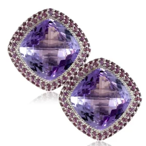 Amethyst Jewelry | Stud Earrings*Alex Soldier Gold Royal Earrings with Light Amethyst & Garnets
