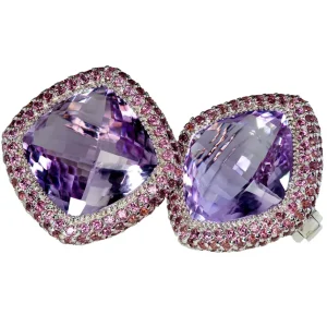 Amethyst Jewelry | Stud Earrings*Alex Soldier Gold Royal Earrings with Light Amethyst & Garnets