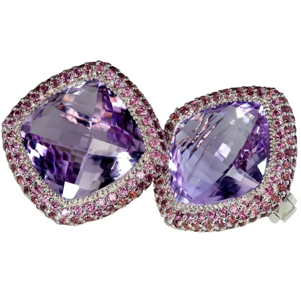 Amethyst Jewelry | Stud Earrings*Alex Soldier Gold Royal Earrings with Light Amethyst & Garnets