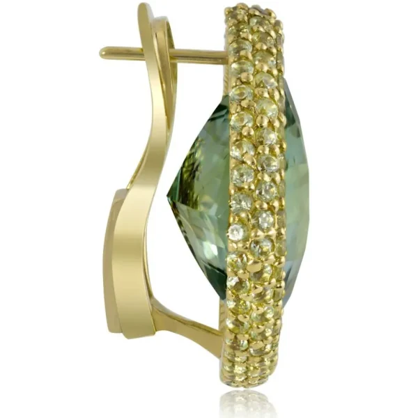 Amethyst Jewelry | Stud Earrings*Alex Soldier Gold Royal Earrings with Green Amethyst & Peridot