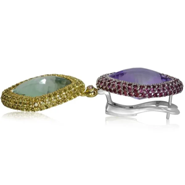 Amethyst Jewelry | Stud Earrings*Alex Soldier Gold Royal Earrings with Amethyst, Peridot & Garnet