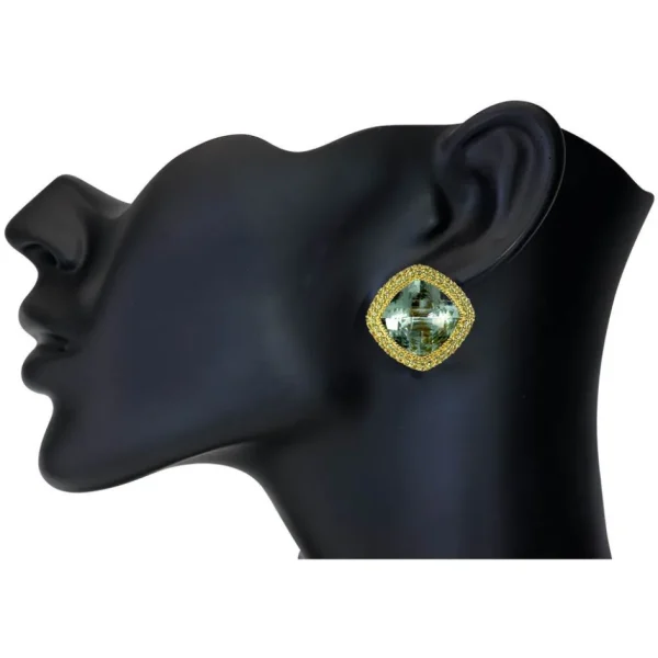 Amethyst Jewelry | Stud Earrings*Alex Soldier Gold Royal Earrings with Green Amethyst & Peridot