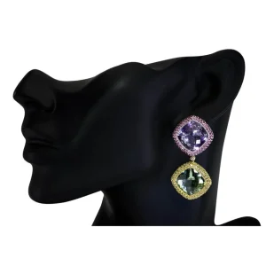 Amethyst Jewelry | Stud Earrings*Alex Soldier Gold Royal Earrings with Amethyst, Peridot & Garnet