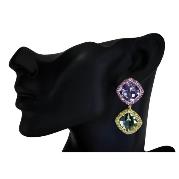 Amethyst Jewelry | Stud Earrings*Alex Soldier Gold Royal Earrings with Amethyst, Peridot & Garnet